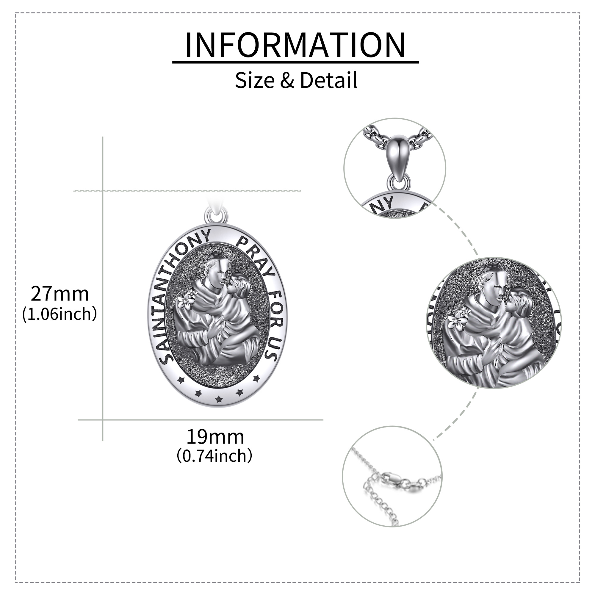 925 Sterling Silver St. Anthony Necklace, Meaningful Gift